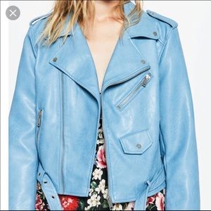 Zara Sky Blue Faux Leather Jacket 💙